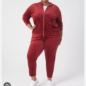 Lane Bryant Maroon Velour Jogger Set